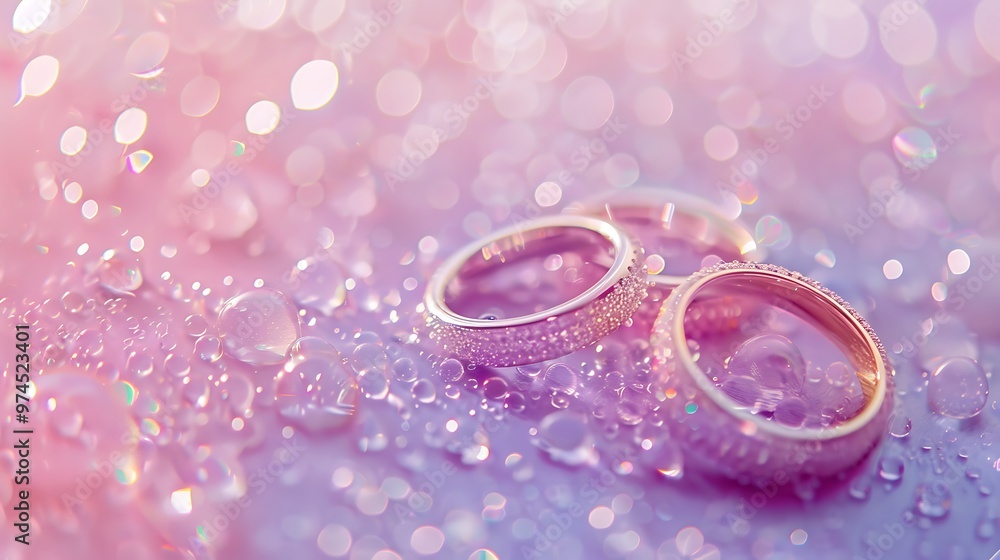 wedding rings festive decorationon pink and purple background wedding rings festive decorationon pink and purple background