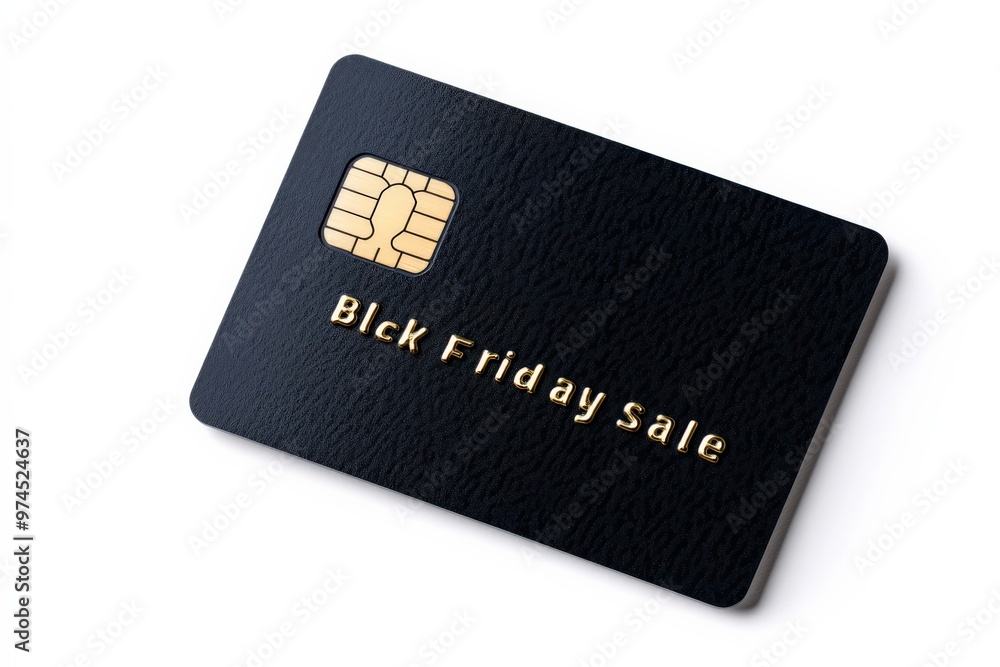 Minimal concept of Black Friday, A credit card with Black Friday banner, realistic design, sleek and modern, isolated on white background, Copy space for text, no logo, no brand, no trademark Minimal concept of Black Friday, A credit card with Black Friday banner, realistic design, sleek and modern, isolated on white background, Copy space for text, no logo, no brand, no trademark