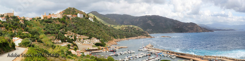 Panoramic view of Cargèse, a village on the west coast of Corsica, built on a promontory facing the sea. An ancient Greek city, the village is dominated by two churches, one Latin, the other Orthodox photo