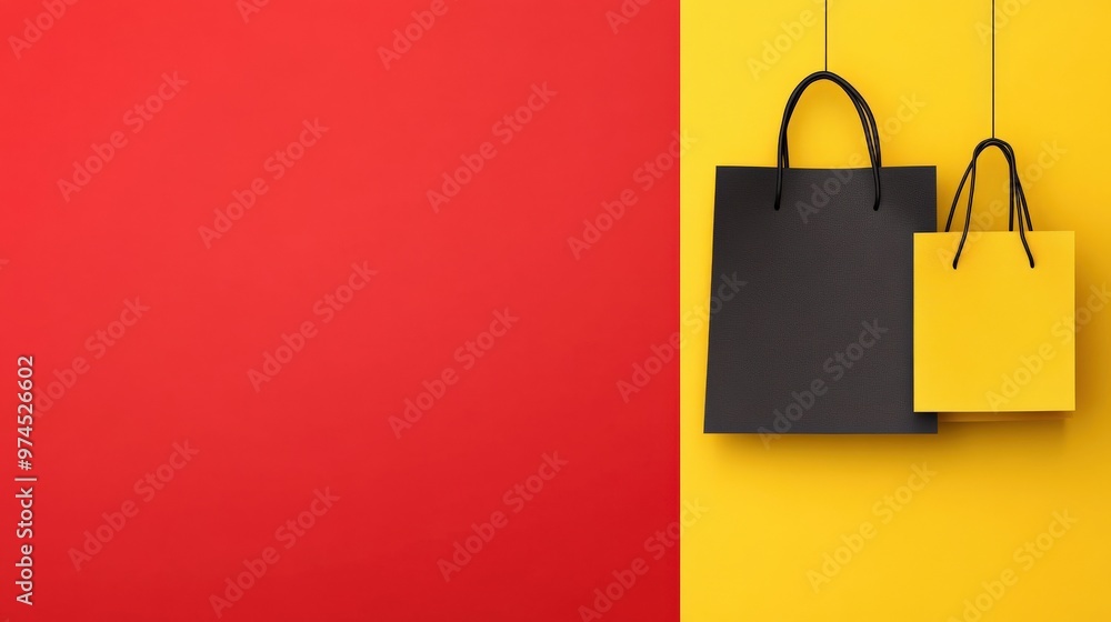 Black Friday banner with red and yellow discount signs, flat design illustration, Copy space for text, no logo, no brand, no trademark Black Friday banner with red and yellow discount signs, flat design illustration, Copy space for text, no logo, no brand, no trademark