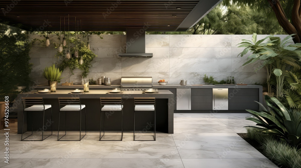 Fototapeta premium stainless backyard kitchen