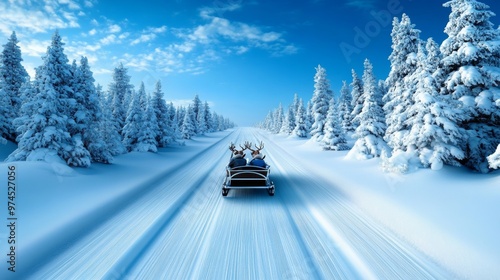 Reindeer Sleigh Ride Through Snowy Forest