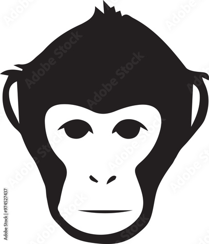 monkey head black and white vector 