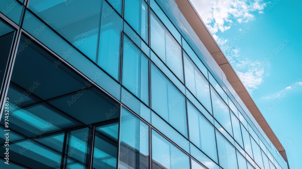 The facade of a government office with sleek, modern features, including large glass panels, a minimalist design The facade of a government office with sleek, modern features, including large glass panels, a minimalist design