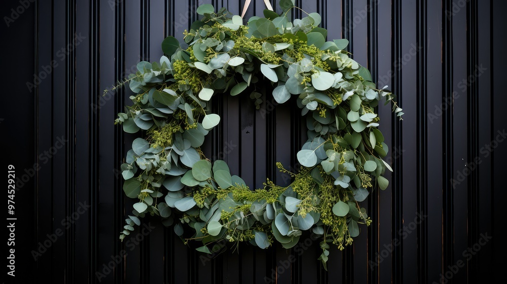 Fototapeta premium wreath modern eucalyptus leaves greenery