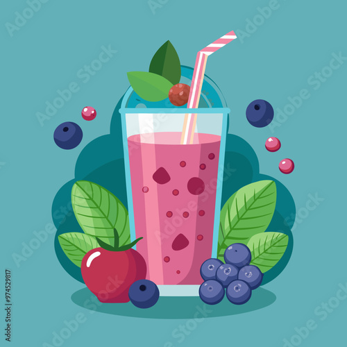 fresh smoothie with mixed berries spinach