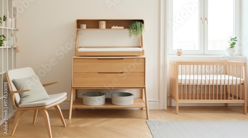 cleanles trendy changing table in nursery photo