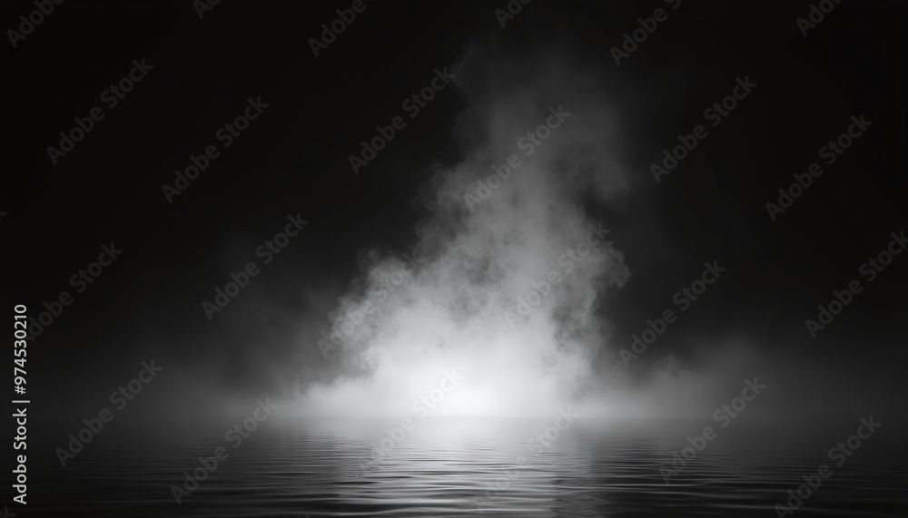 a foggy fog in the water with a light shining through it a foggy fog in the water with a light shining through it