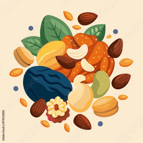 handful of mixed nuts and dried fruits portable