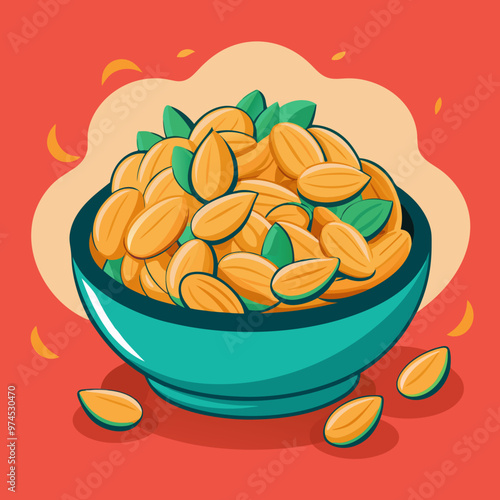 handful of pumpkin seeds in a ceramic dish brain