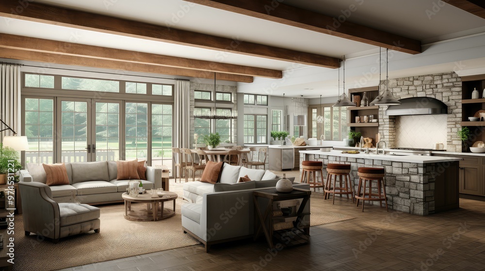 Fototapeta premium rustic kitchen family room