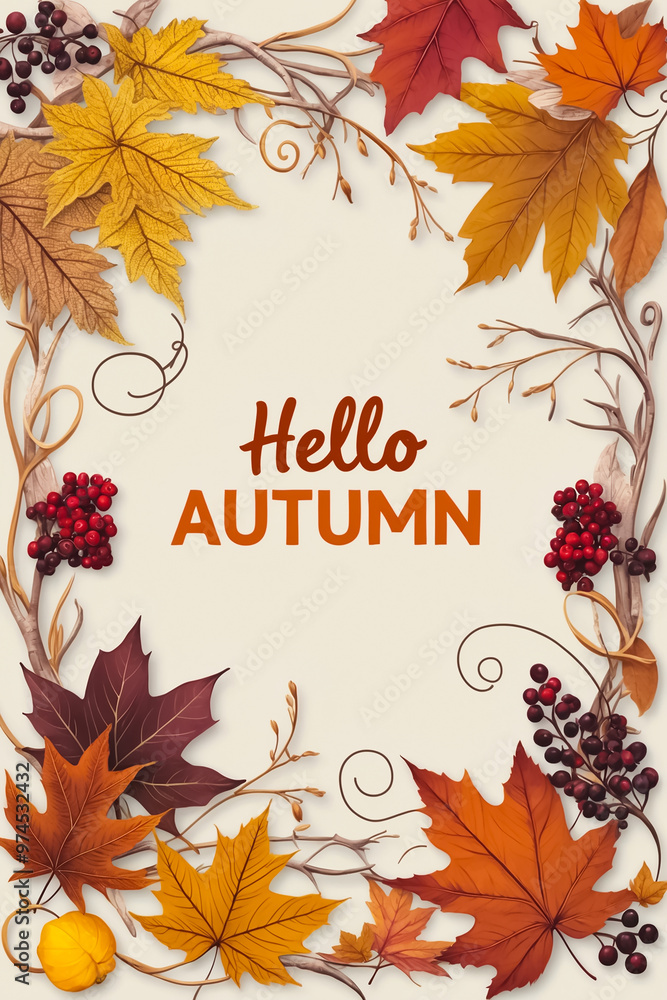 Beautiful autumn leaves, frame, design illustration Beautiful autumn leaves, frame, design illustration