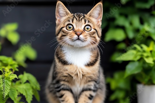 A Manx sitting proudly, its sleek, compact body and round eyes creating a picture of strength and curiosity photo