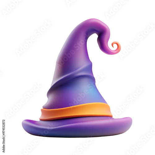 Cute 3D Witch Hat. for Halloween brander elements. photo