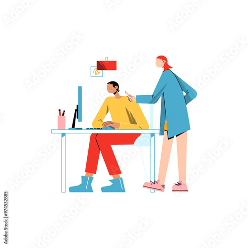 Employee working on strategy illustration