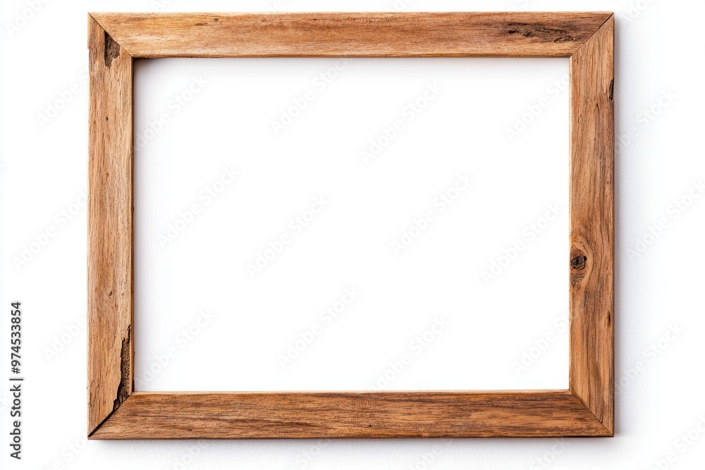 A blank wooden frame with a simple, clean design, ready for artwork or photography, isolated on white background A blank wooden frame with a simple, clean design, ready for artwork or photography, isolated on white background