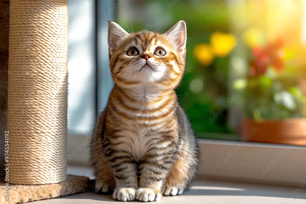 A Scottish Fold sitting calmly in a sunny corner, its ears giving it a sweet, owl-like expression A Scottish Fold sitting calmly in a sunny corner, its ears giving it a sweet, owl-like expression