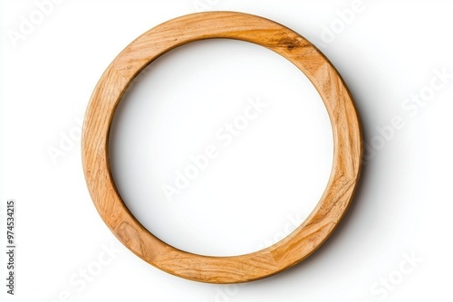 A round wooden frame with a smooth finish, perfect for mirrors or artwork, isolated on white background