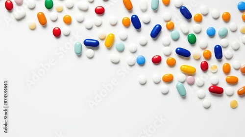 capsules pills on white background