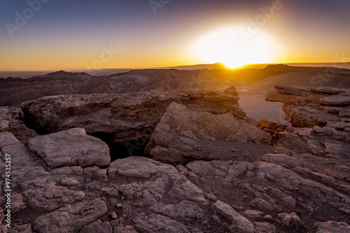 landscape of the valley of the moon in Atacama, Chile photo