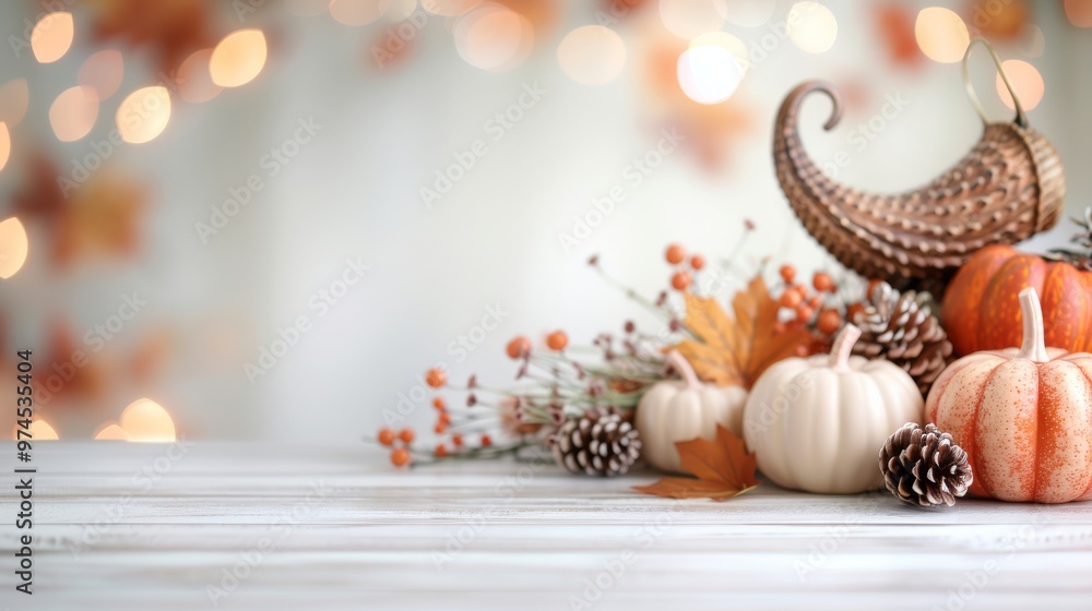 Autumn Harvest Arrangement, a cozy display of decorative pumpkins, pinecones, and vibrant leaves, celebrating the warmth and colors of the fall season. Autumn Harvest Arrangement, a cozy display of decorative pumpkins, pinecones, and vibrant leaves, celebrating the warmth and colors of the fall season.