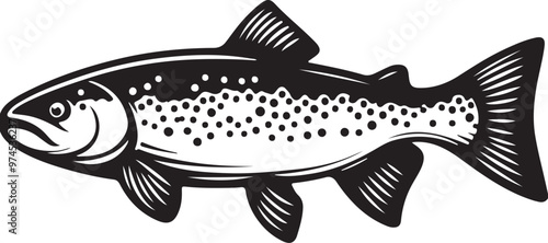 Trout fish silhouette design vector art illustration