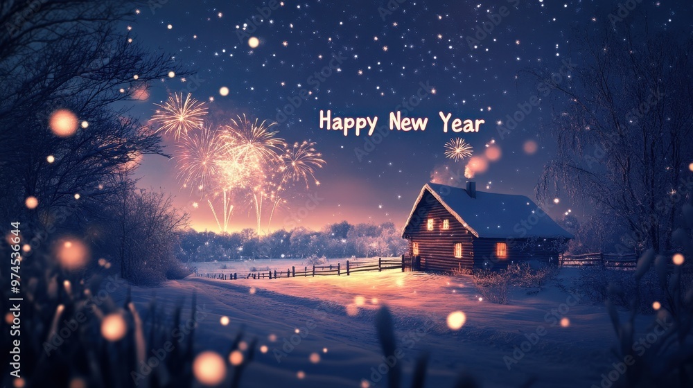 Fototapeta premium Magical Winter Wonderland: Celebrate the New Year with Sparkling Fireworks