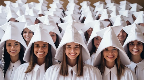 gowns white grad cap photo