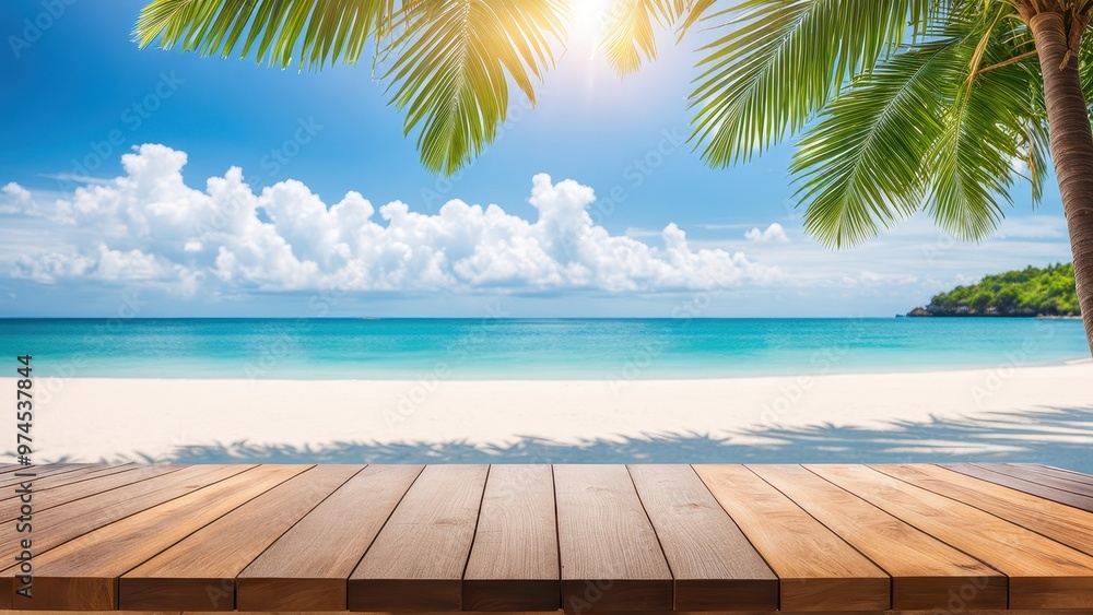 A serene beach scene featuring palm trees, soft sand, and a tranquil ocean under a bright sky. A serene beach scene featuring palm trees, soft sand, and a tranquil ocean under a bright sky.