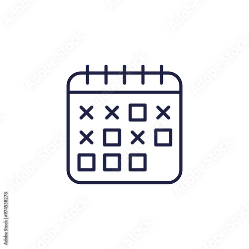 absence or attendance line icon with calendar