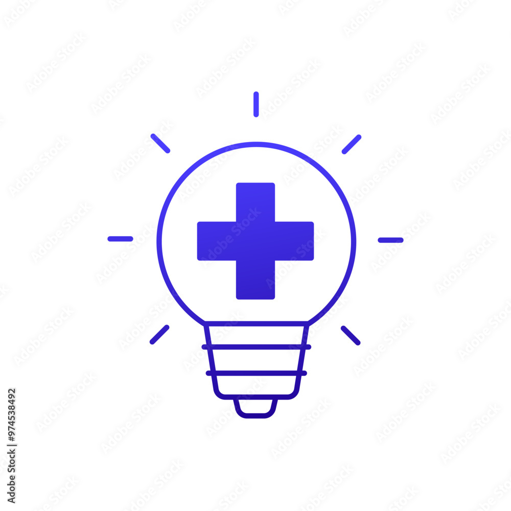 Fototapeta premium health tips and ideas icon with light bulb and medical cross