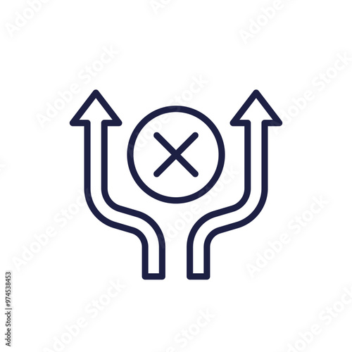 detour line icon with arrows on white