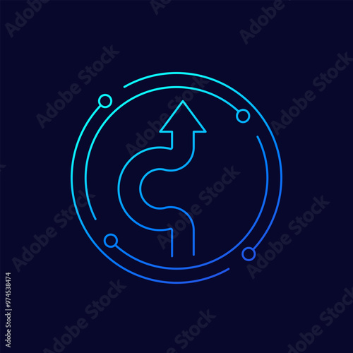 detour icon with an arrow, linear design