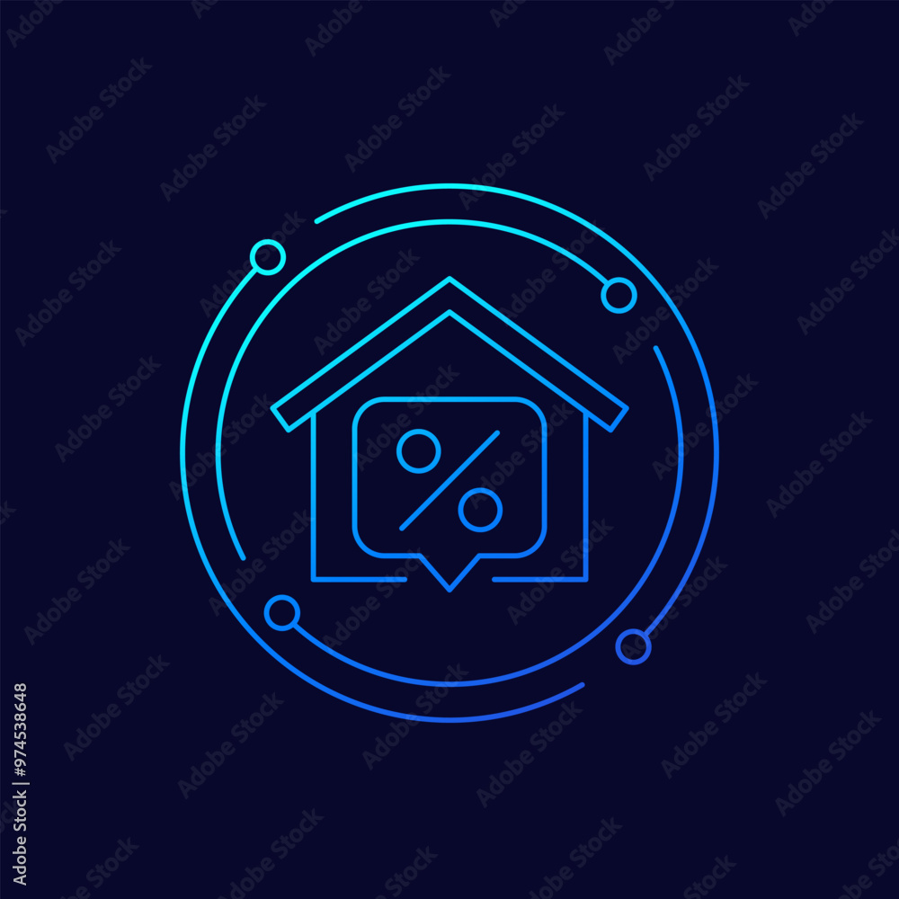 mortgage icon with a house, linear design mortgage icon with a house, linear design
