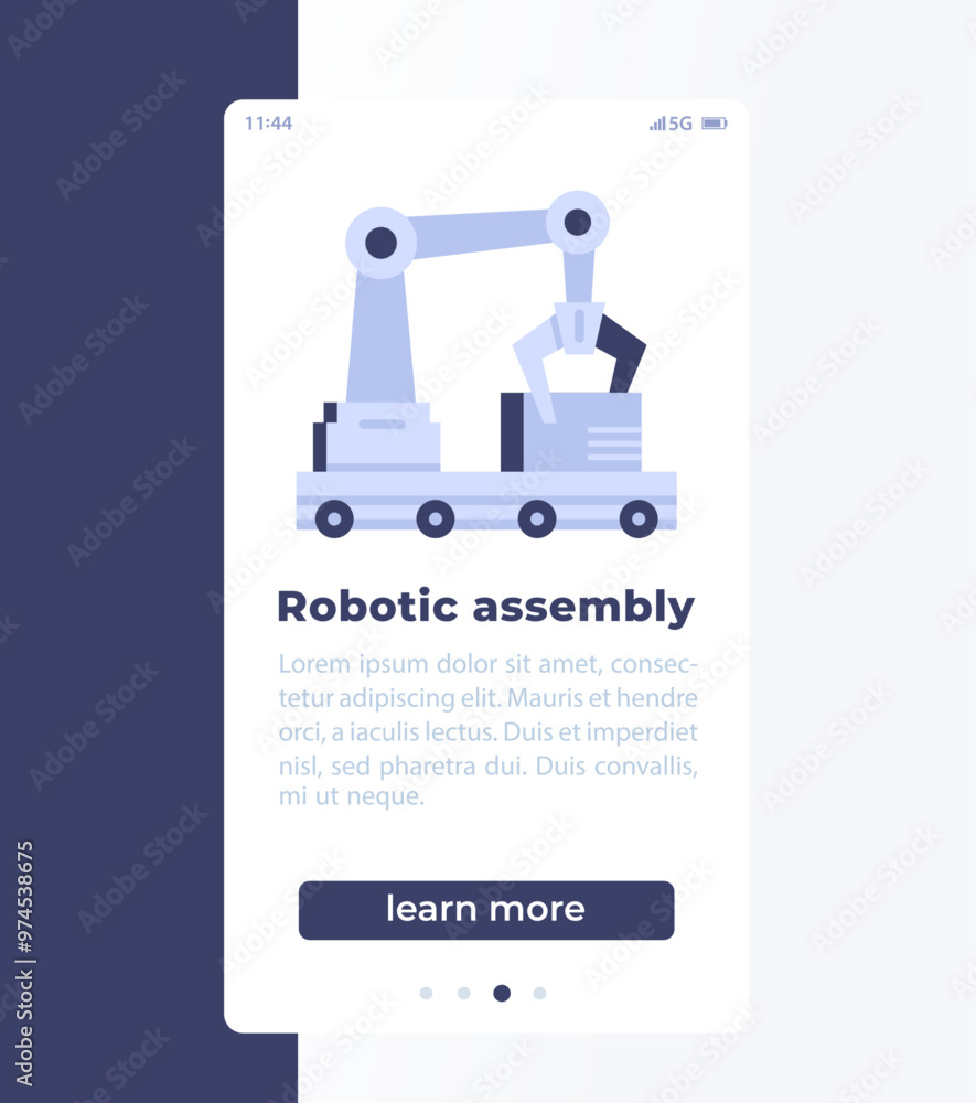 Fototapeta premium Robotic assembly mobile banner with vector icon