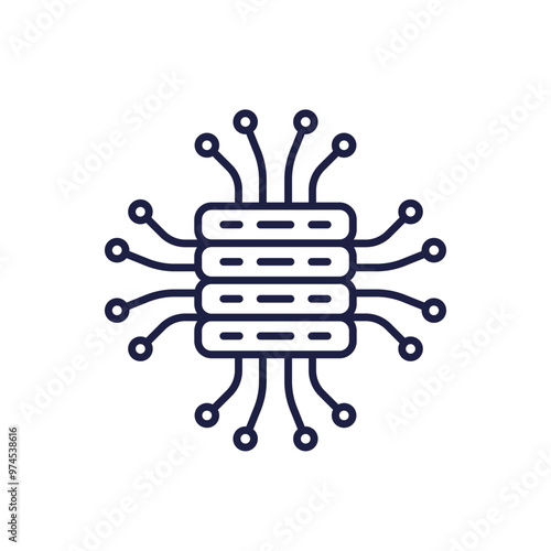 middleware line icon with server