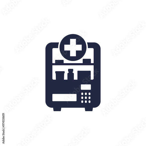 Medical vending machine icon on white
