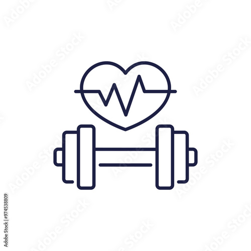 workout heart rate line icon, pulse during exercise vector