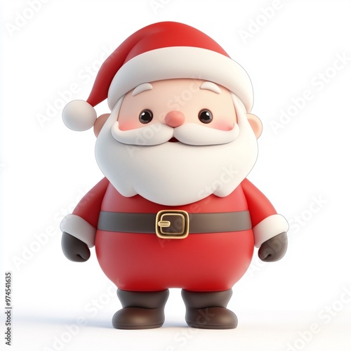 3D Cartoon Cute Funny Santa Claus Isolated on White Background