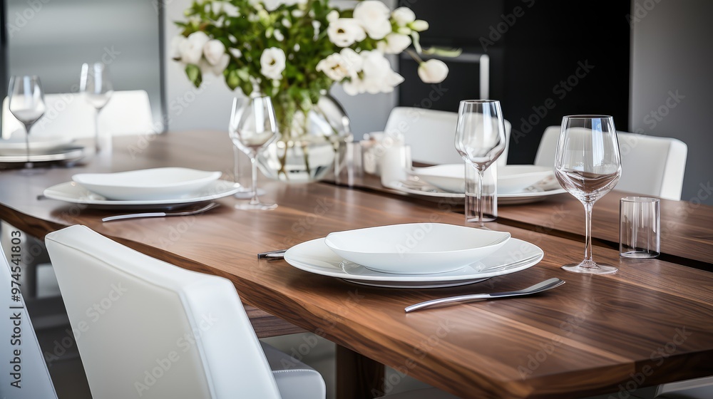 glossy wood dining table