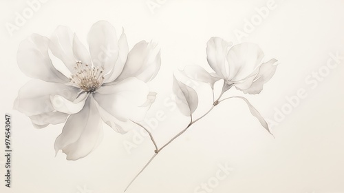 Fototapeta Naklejka Na Ścianę i Meble -  paper white flower outline