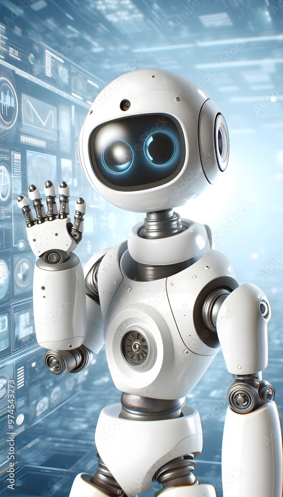 Naklejka premium Friendly robot waving