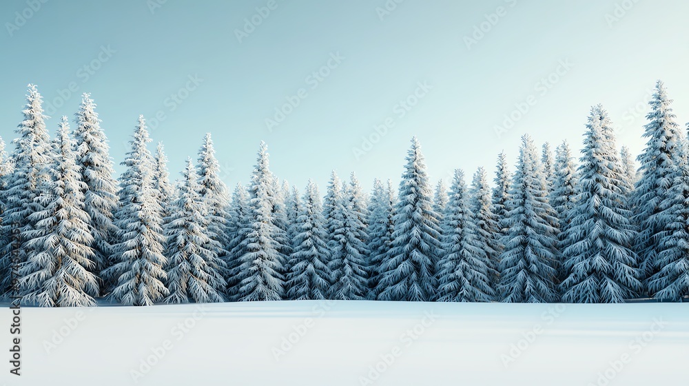 A serene snowy landscape featuring tall evergreen trees under a clear blue sky, perfect for winter themed projects. A serene snowy landscape featuring tall evergreen trees under a clear blue sky, perfect for winter themed projects.