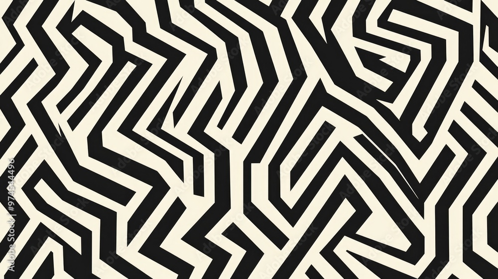Repeating geometric pattern in monochrome shades, resembling a maze or optical illusion Repeating geometric pattern in monochrome shades, resembling a maze or optical illusion