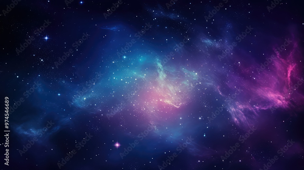 Naklejka premium nebulae blue purple galaxy