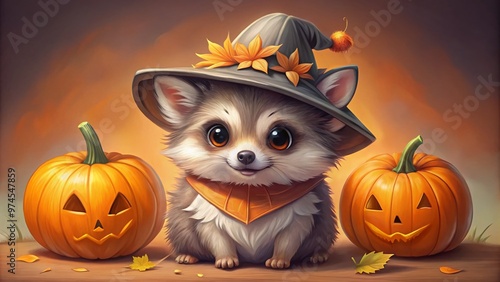 cute halloween animal drawings photo