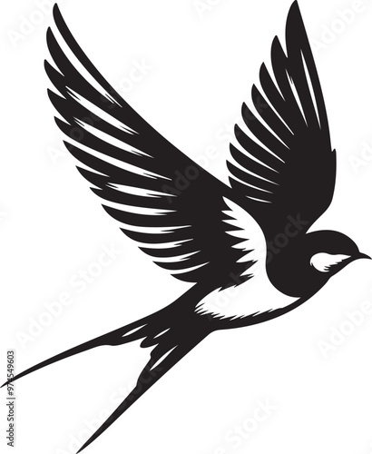 swallow silhouette in white background.