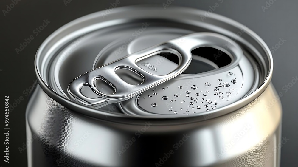 Aluminum Can with Pull Tab and Water Droplets Aluminum Can with Pull Tab and Water Droplets