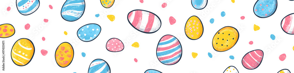 Easter 2D Vector Pattern elements Easter theme featuring repeating elements like Easter eggs bunnies flowers and baskets Easter 2D Vector Pattern elements Easter theme featuring repeating elements like Easter eggs bunnies flowers and baskets
