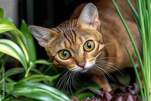 Wallpaper Mural An Abyssinian exploring a garden, its inquisitive nature leading it through the plants with grace Torontodigital.ca